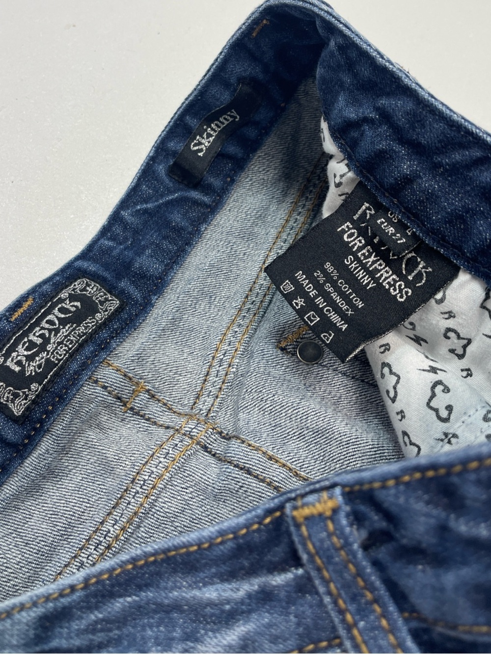 ReRock For Express Y2K Cotton Distressed Skinny Blue Denim Jeans Women’s Size 4 - Picture 9 of 12